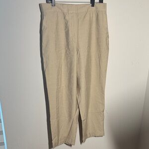 Ann‎ Taylor natural tan Pants back elastic flat front straight leg Sz L